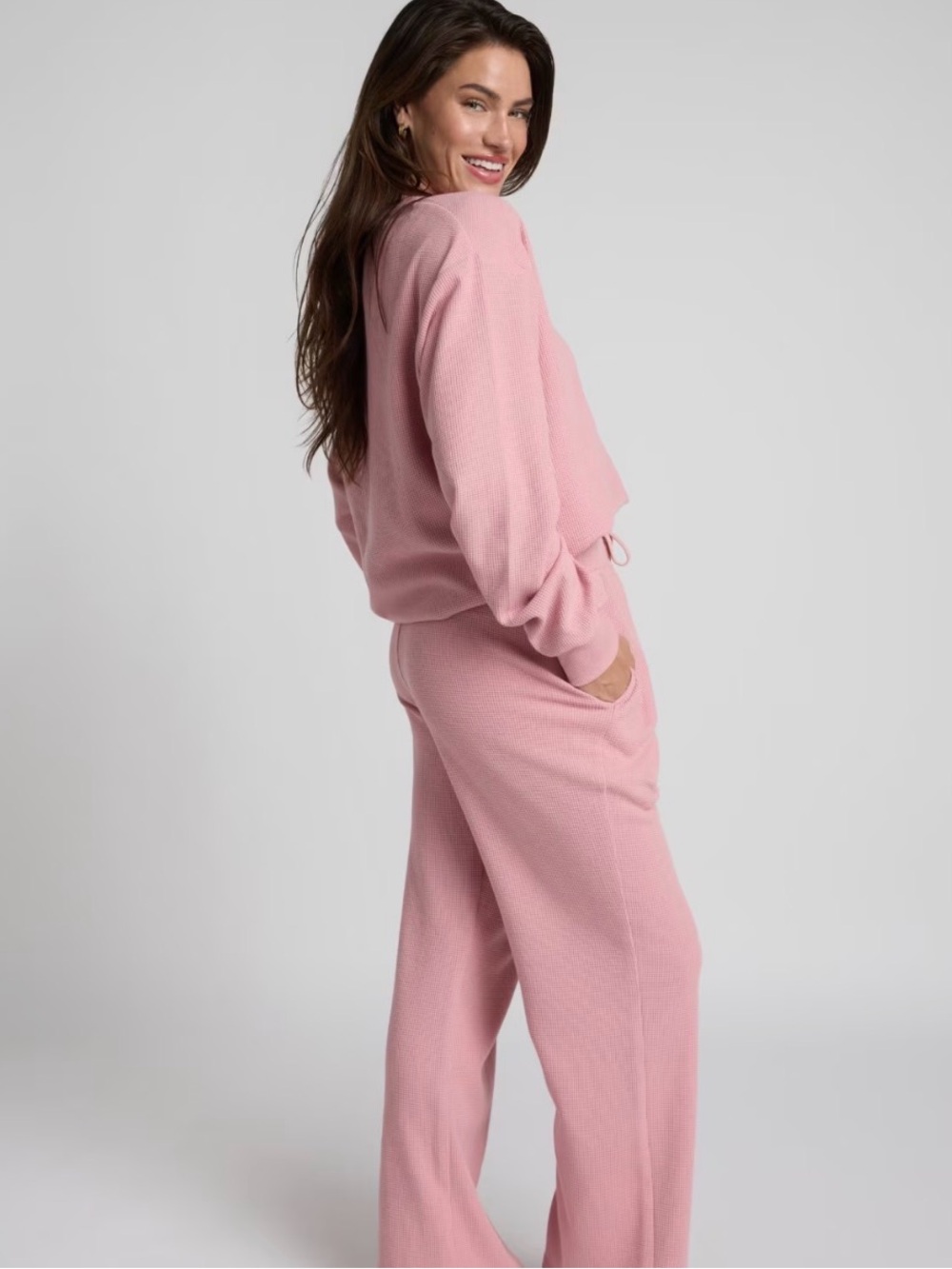 Comfrt Waffle Long Sleeve & Lounge Set- Size Medium - Picture 2 of 6
